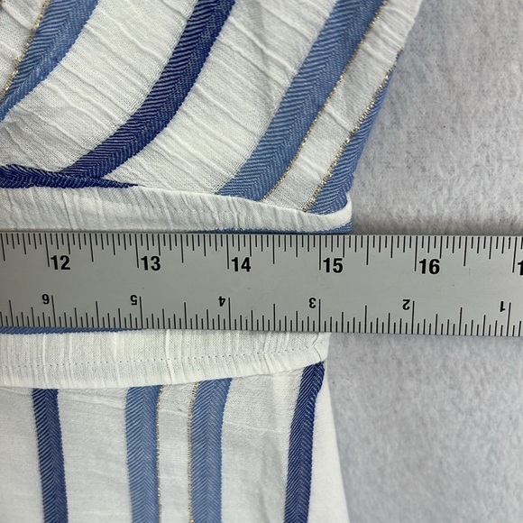 LOFT Women’s Cotton Dress Size 4 Blue & White Stripe Button Front Like New - Picture 9 of 10